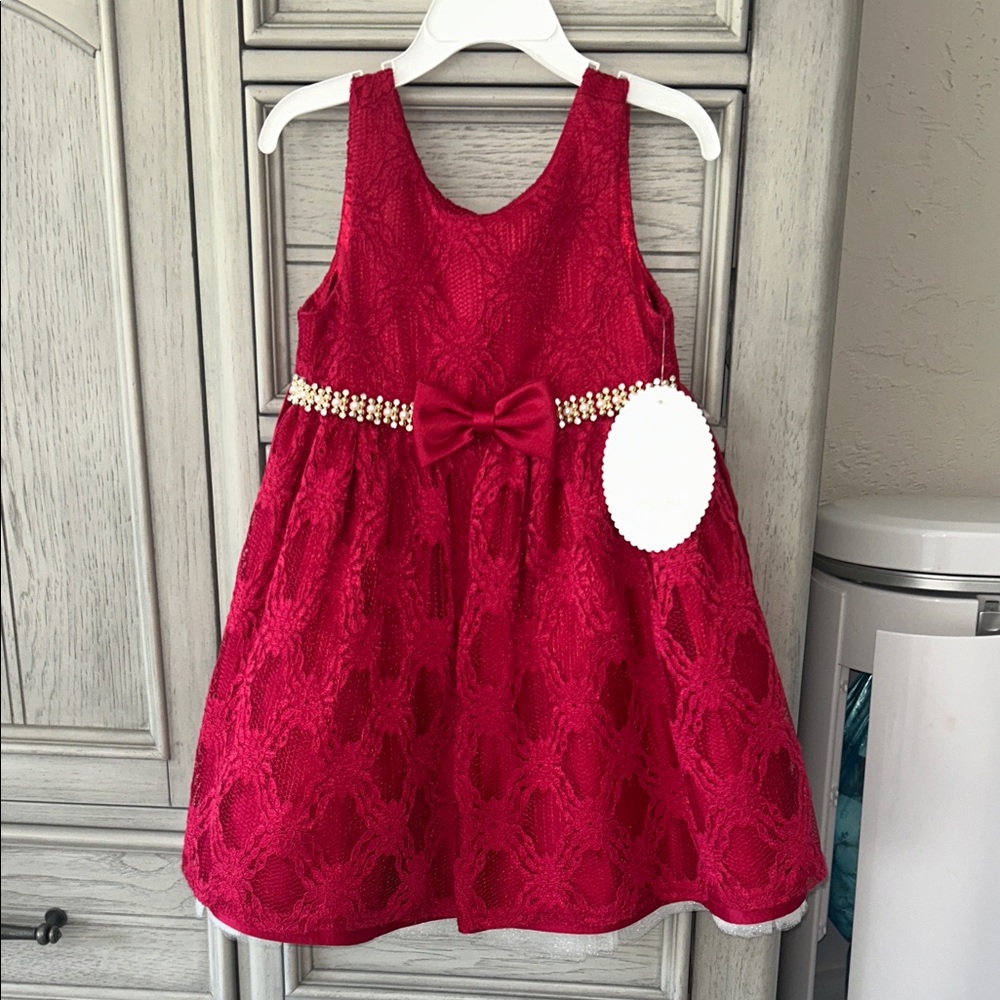 American Princess Red Lace Dress with Bow